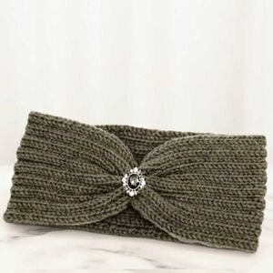 2/$21 Ladies Brown Vintage Style Jewel Knitted Winter Headband